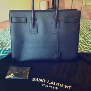 YSL Large Sac De Jour Pebbled Black Handbag